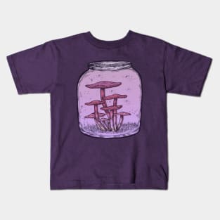 Purple Mushroom Jar || Psychedelic Illustration Kids T-Shirt